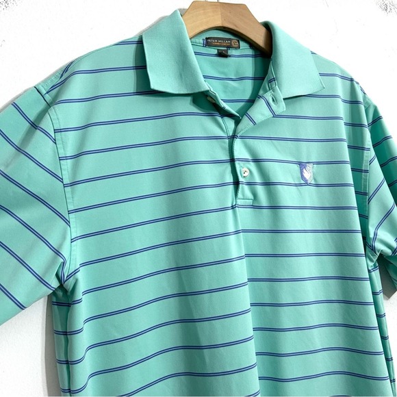 Peter Millar Summer Comfort E4 Performance Polo Shirt Aqua Blue Golf EUC size M - Picture 5 of 9